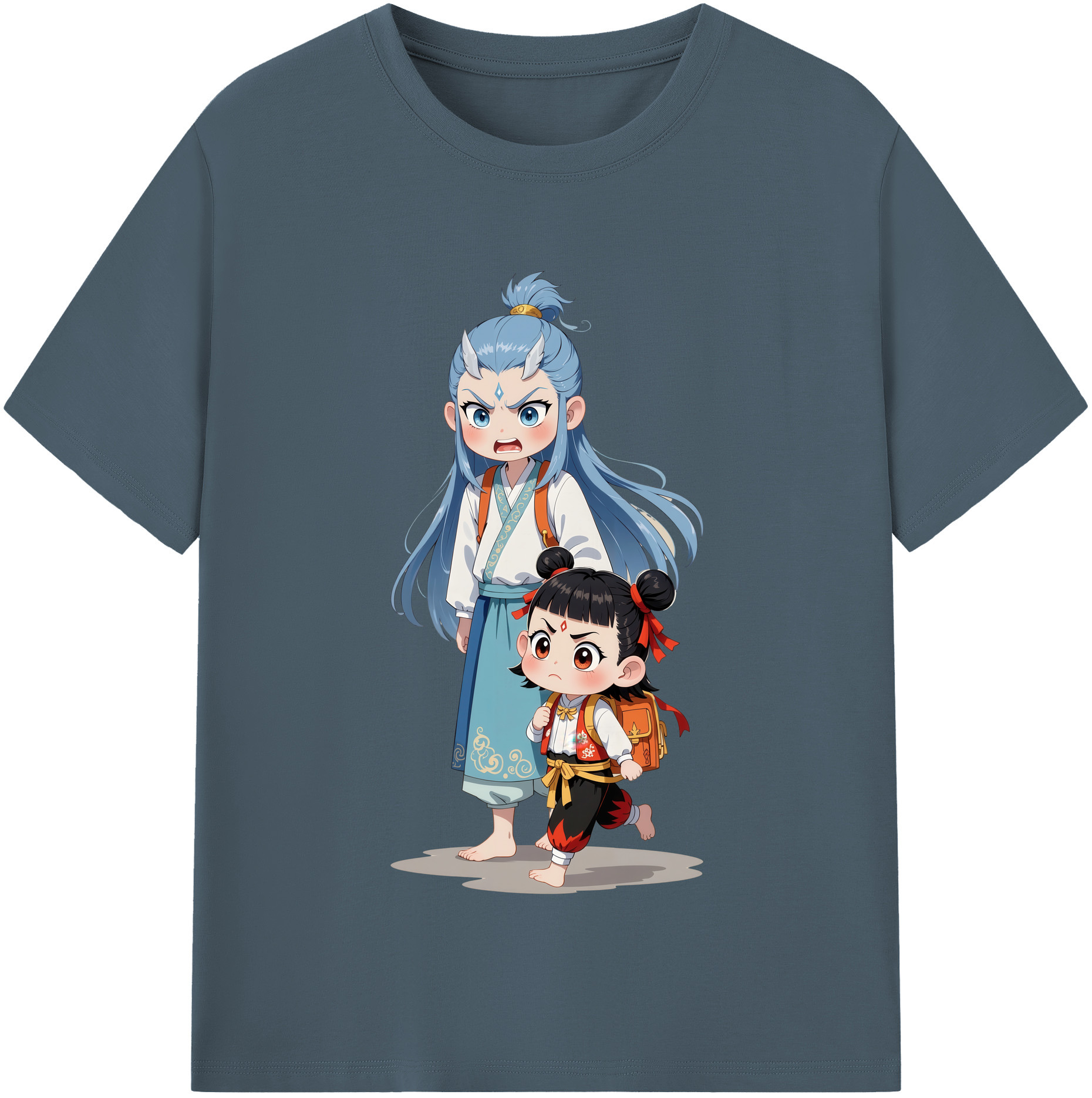（画像用） Ne Zha 2 ナタ 魔童の大暴れ 綿100％半袖Tシャツ（フロントプリント）